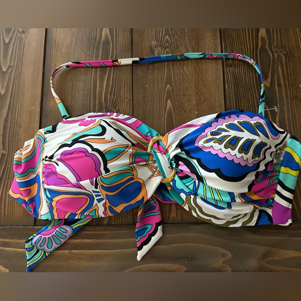 Trina Turk Pink and Blue Bandeau Bikini